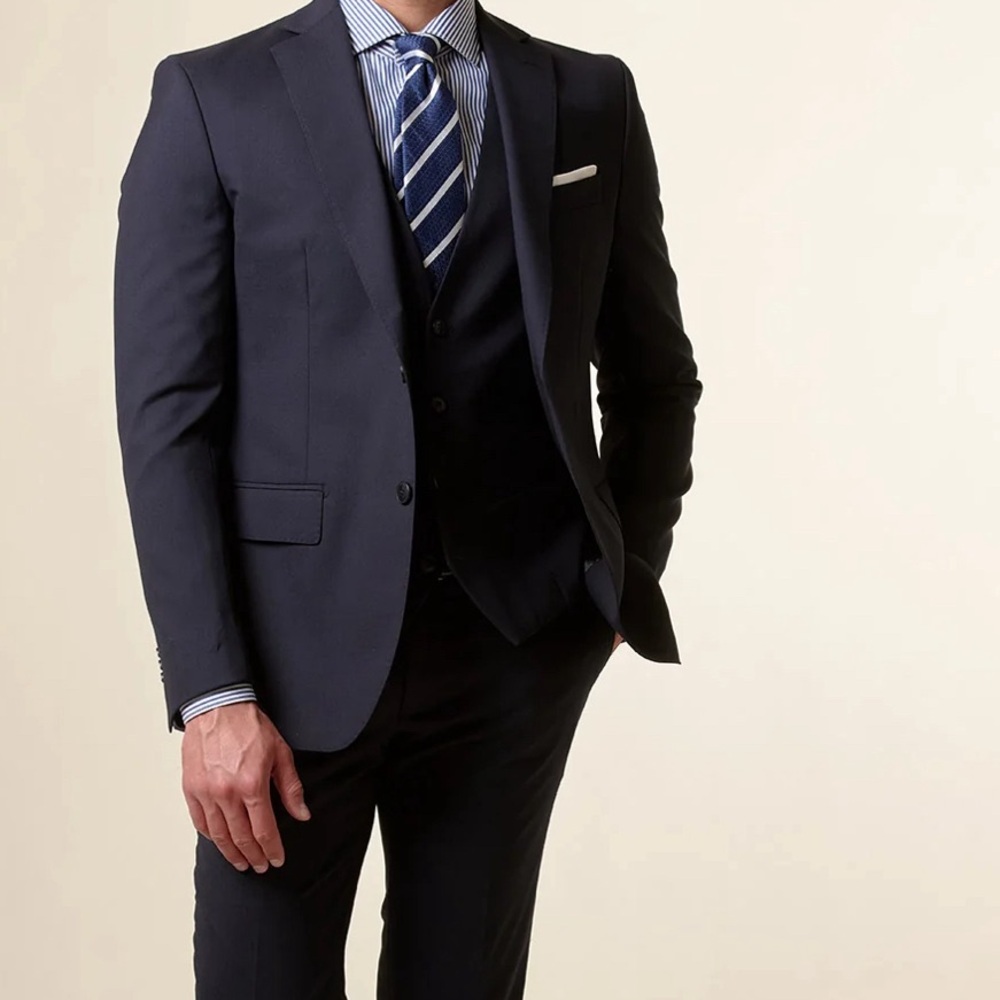Angelico Dark Blue Men's Blazer, 100% Virgin Wool